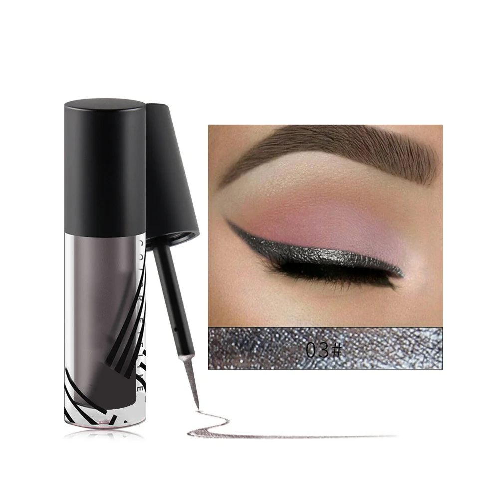 Zestaw 6 kolorowych płynnych eyelinerek z brokatem, długotrwały makijaż oczu, odporny na pot, naturalna formuła, delikatny, bezpieczny dla skóry, błyszczący.