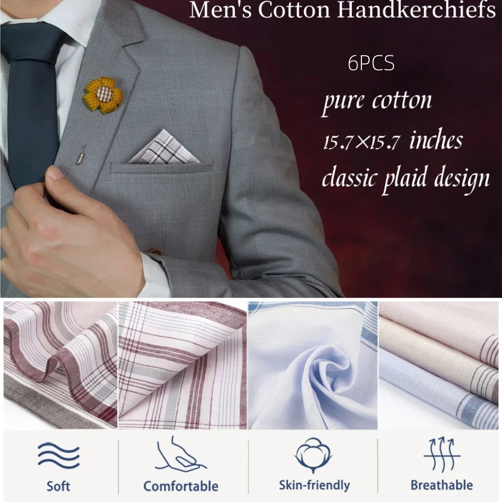 38ซม./14.9inผ้าฝ้ายนุ่มผ้าเช็ดหน้าผู้ชายคลาสสิกลายรูปแบบMulticolorตัวเลือกสไตล์ผู้ชายอุปกรณ์เสริม