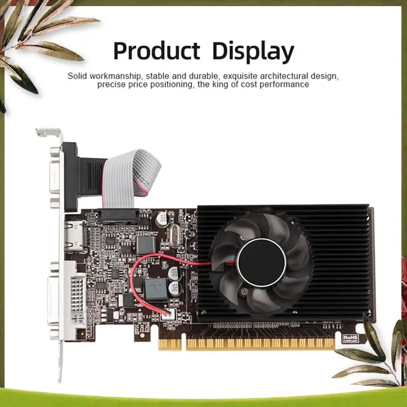 New-1 PCS Geforce GT610 1GB DDR3 Graphics Card 64 Bit 40 Nm VGA+HD+DVI Video Card Black