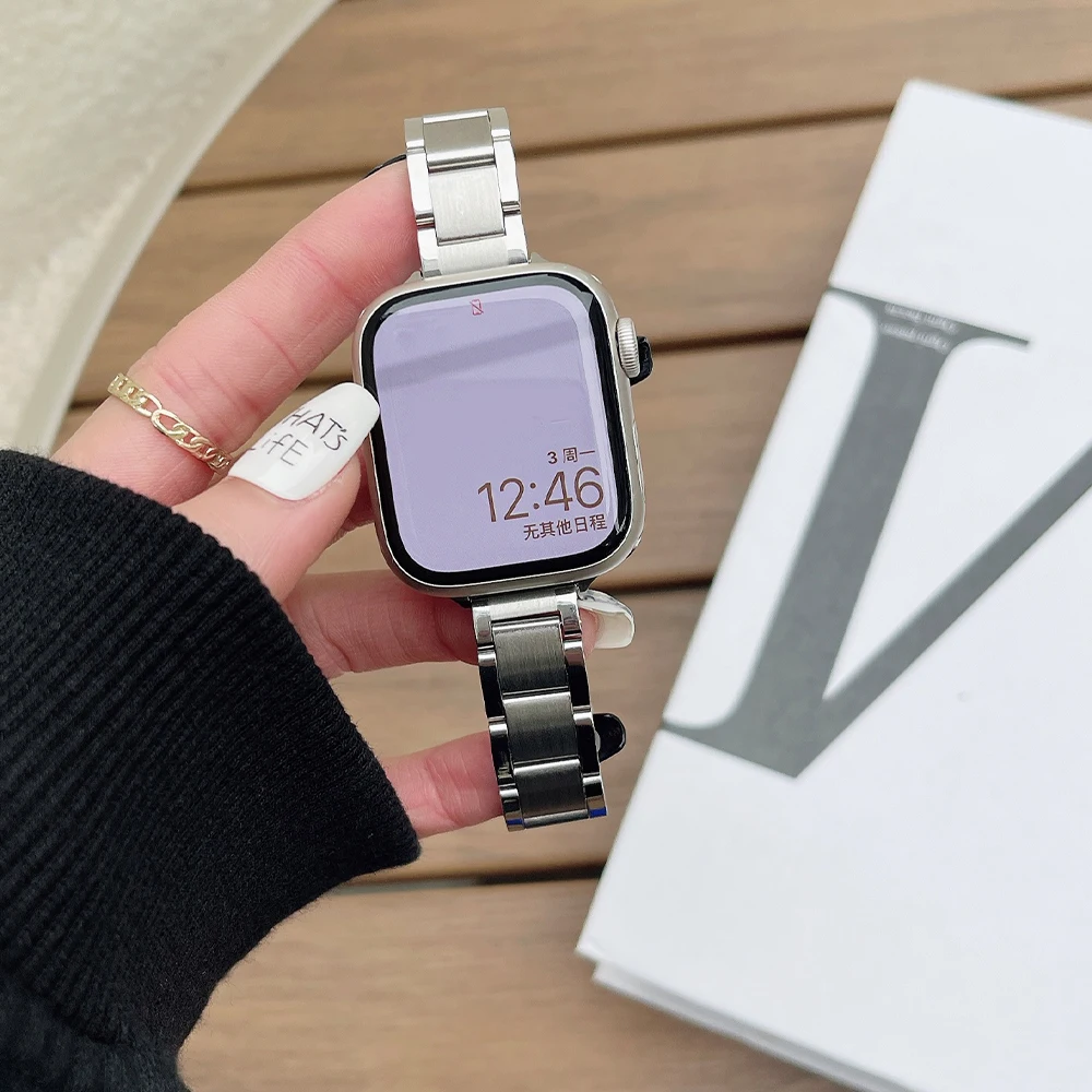 Edelstahlarmband für Apple Watch, 44 mm, 45 mm, 46 mm, 42 mm, 41 mm, 40 mm, 38 mm, 49 mm, luxuriöses Armband für iWatch Series 12, 11, 10, 9, 8, 7, 6, SE, 5, 4, 3.