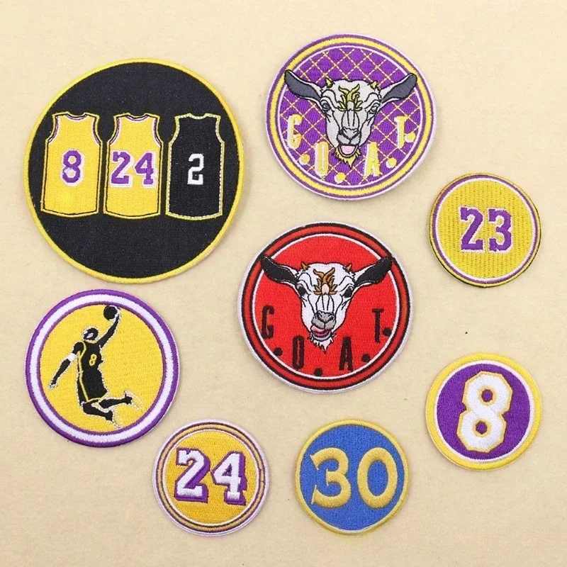 Computer Embroidery Burning Edge Letter Embroidery Kobe Curry Jersey Number Digital Cloth Sticker Clothing Accessories Patch
