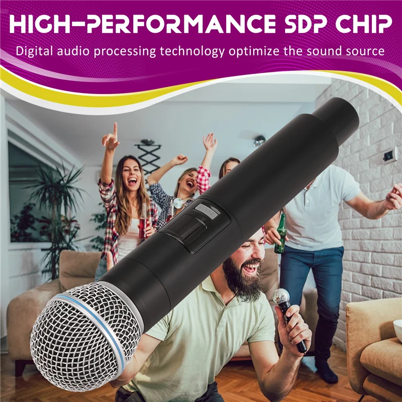 

High Quality Wireless Handheld Dynamic Microphone Karaoke Mic With Rechargeable Receiver For Wedding Speech Church Club