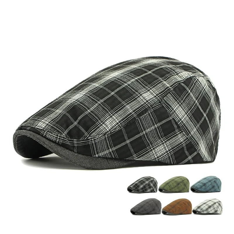 

Men's Classic Plaid Design Baseball Cap Japanese Style Color Block Casual Adjustable 55-59cm Perfect for All Seasons
