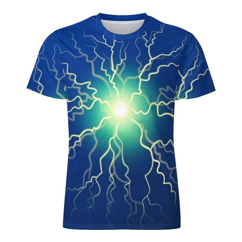 New Fashion Summer Thunderbolt T Shirt Men Women Children Lightning Flash 3D Print T-shirt Boy Girl Kids Short Slevee Cool Tops