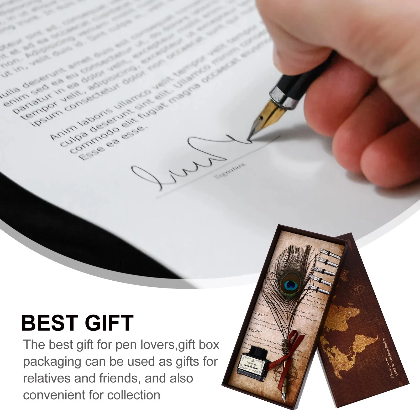 1Set Dip Pen Kit Traditional Style Exquisite Design Comfortable Smooth Ink Flow Ideal for Calligraphy