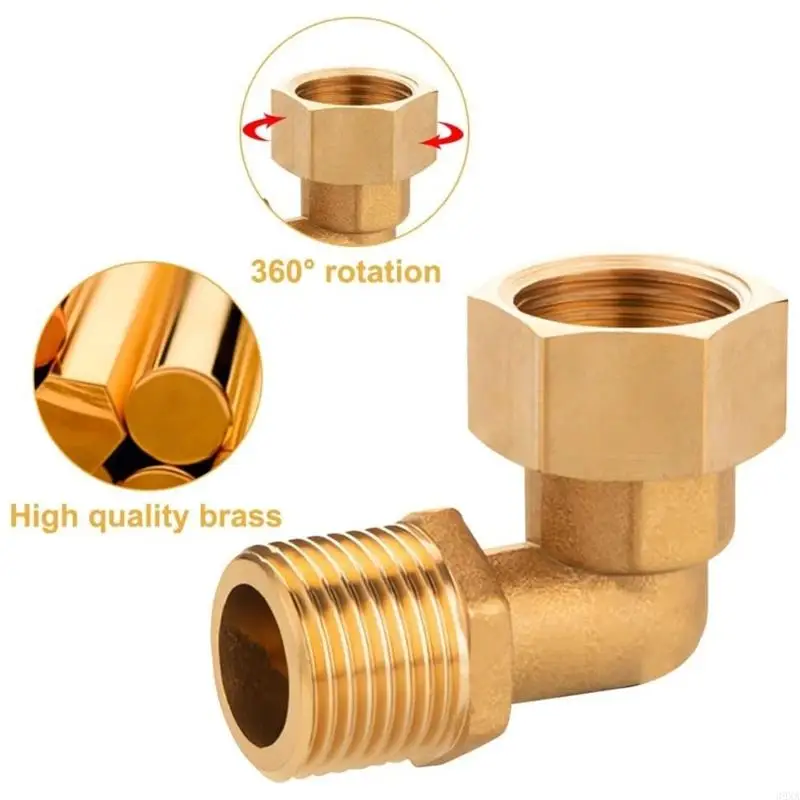 Pack Of 2 Brass 90 Degree Elbow Fittings Inch Male To Female Thread Simple Installation for Water & Heating Systems