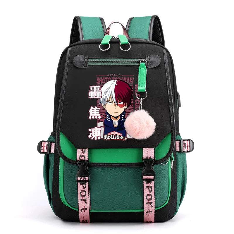 New Anime Todoroki Shoto Backpack Teenager Fashion Casual Backpack Todoroki Shoto Backpack High Quality USB Backpacks