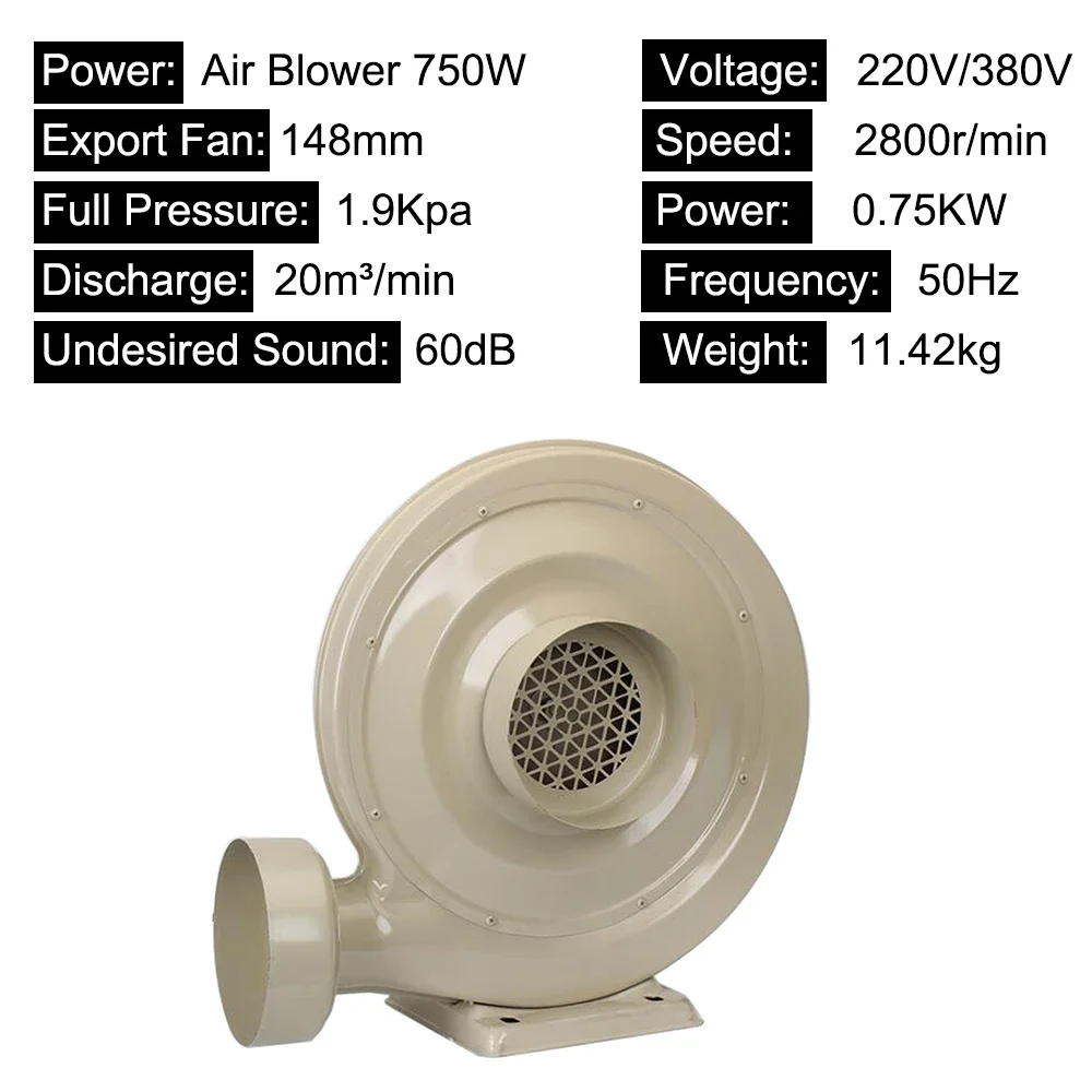 220V 550W Exhaust Fan Air Blower Centrifugal for CO2 Laser Engraving Cutting Machine Medium Pressure Lower Noise