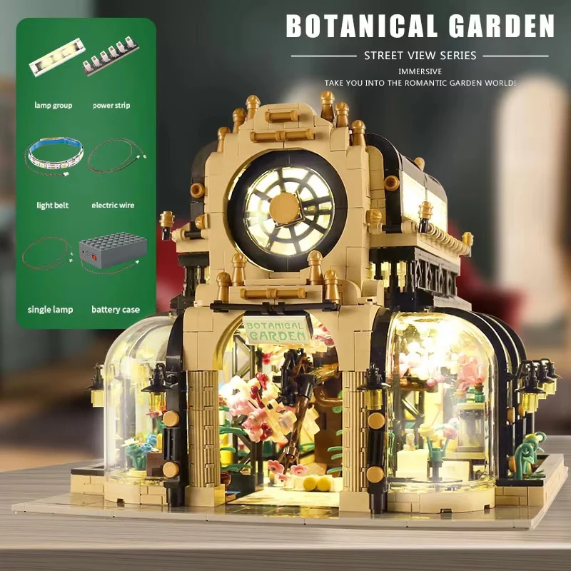 Parque botánico de lujo para jardín MOC 16019, modelo con vista de plantas, casa de cristal, bloques modulares, juguetes DIY, regalos de Navidad para niños