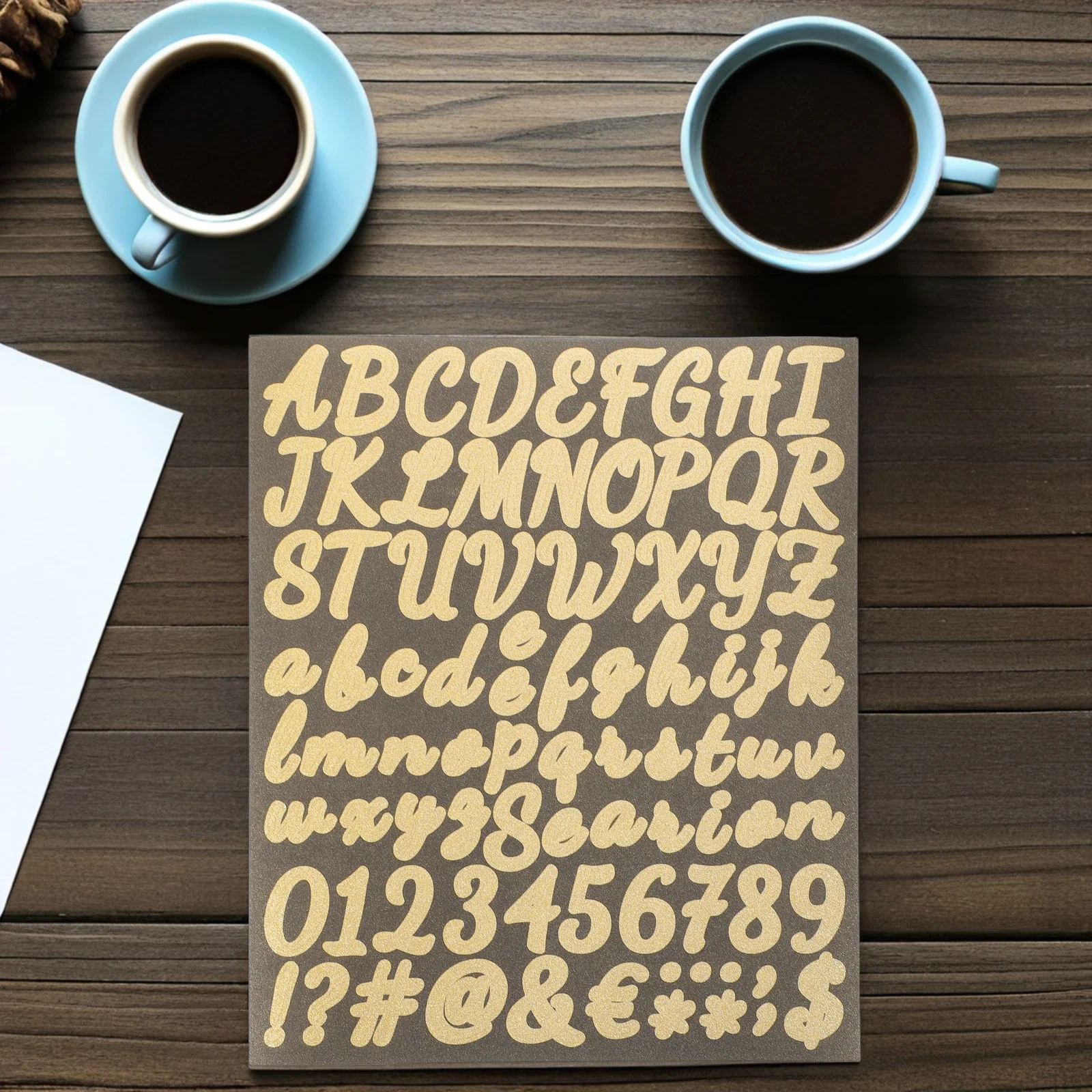 10 Sheets Golden Self Adhesive Alphabet Stickers Small Number Letters for Arts Crafts Scrapbooking Journals Planners Party