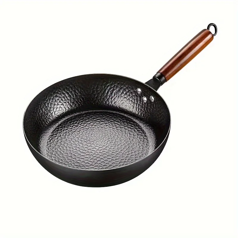 Easy-to-Clean Hammered Cast Iron Frying Pan - Uncoated，Dishwasher Cleaning for Families and Restaurants