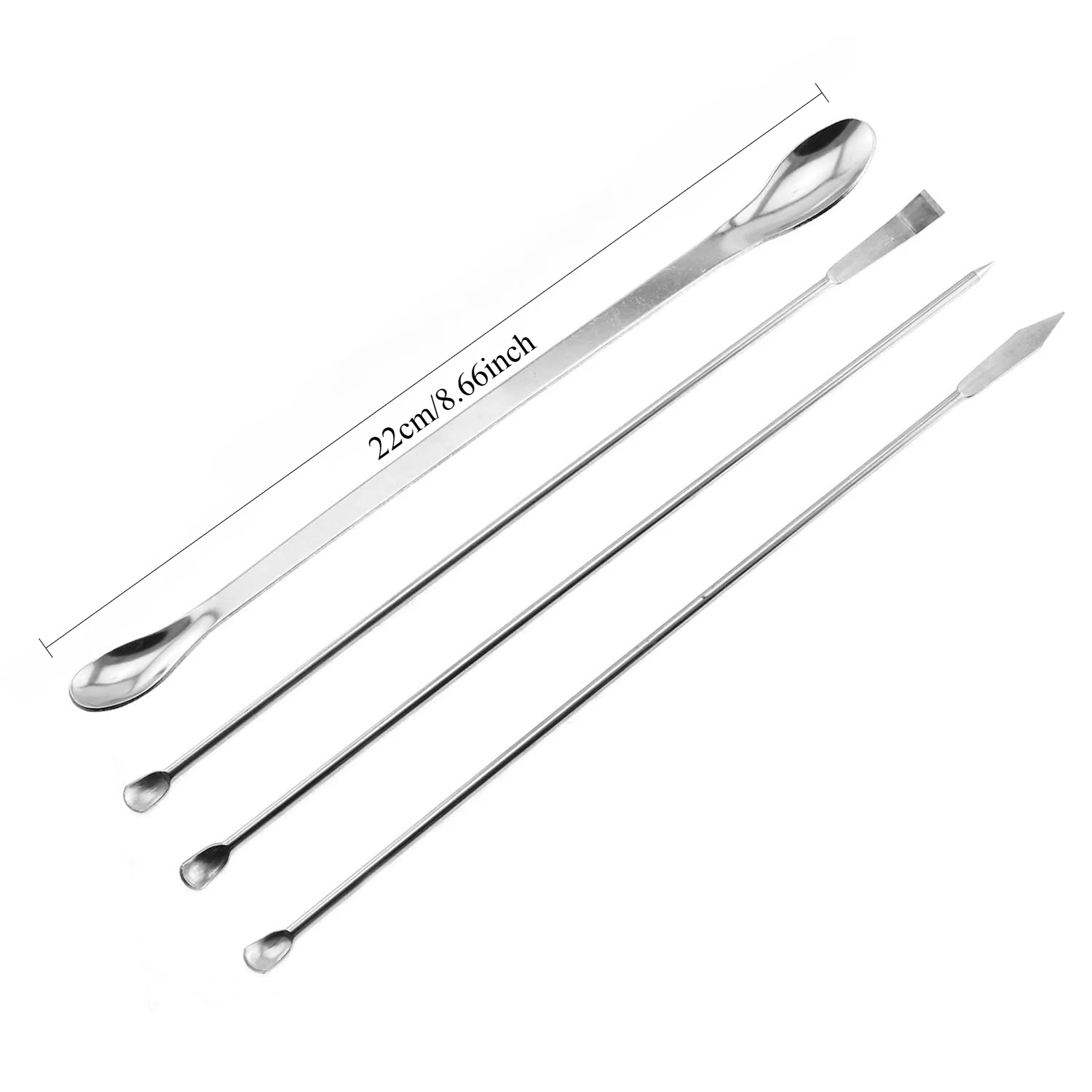 1 Set Stainless Steel Micro Lab Sampling Scoop Spatulas Combination Reagent Spoon Laboratory Supplies (Pack of 4)