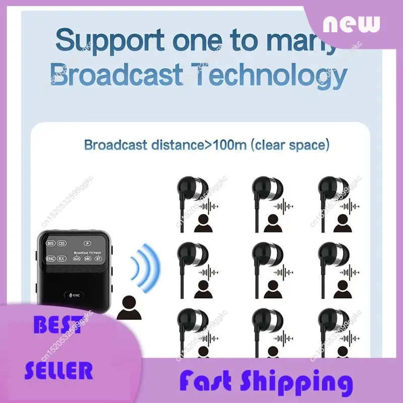 Necessary Bluetooth 5.4 Audio Receiver ENC Wireless Broadcast Adapter One With Multiple Audio System For Church Tour Guide