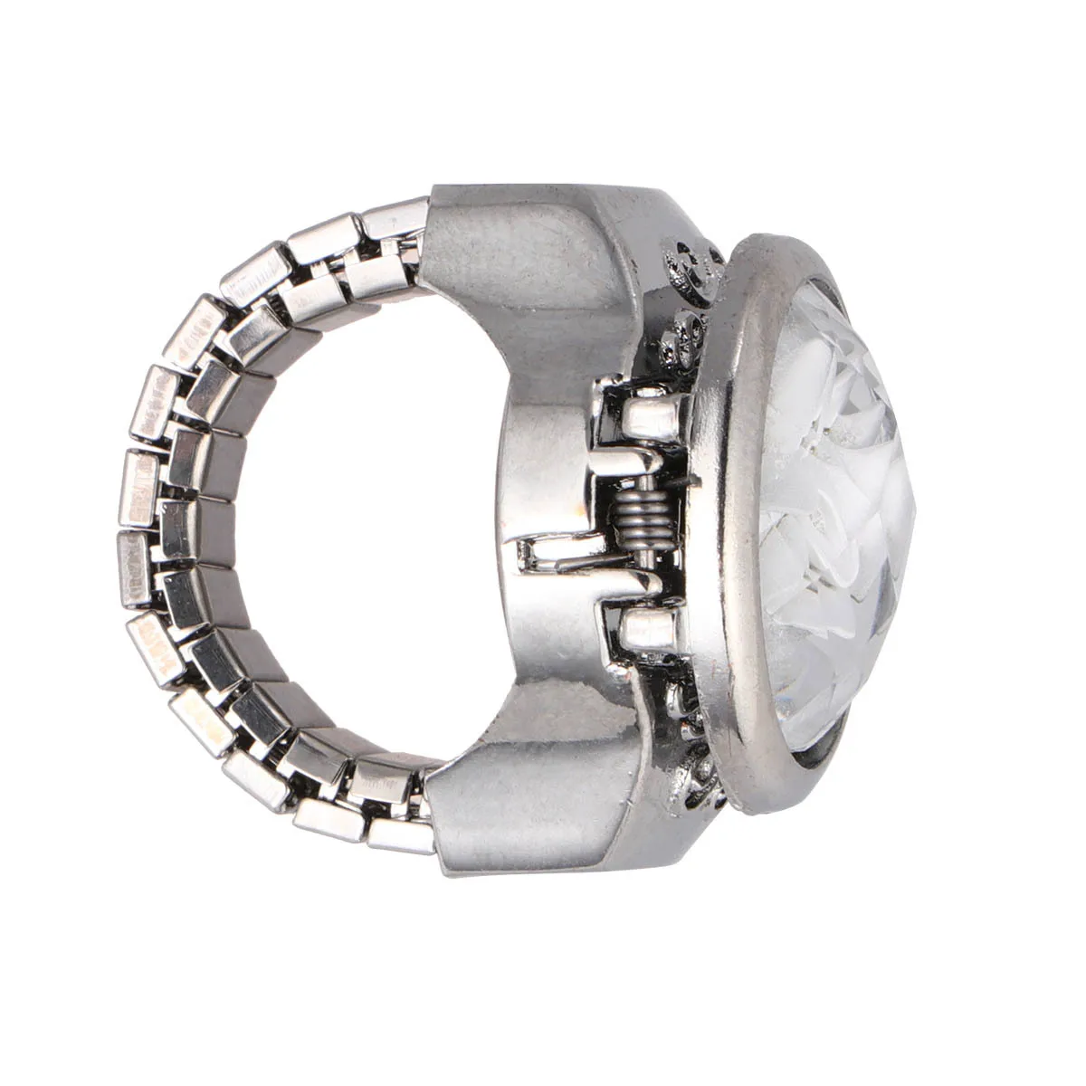 

Oval Watch Shaped Finger Ring White Exquisite Quartz Mini Watch Ring Fashion Finger Jewelry Gift for Travel Wedding
