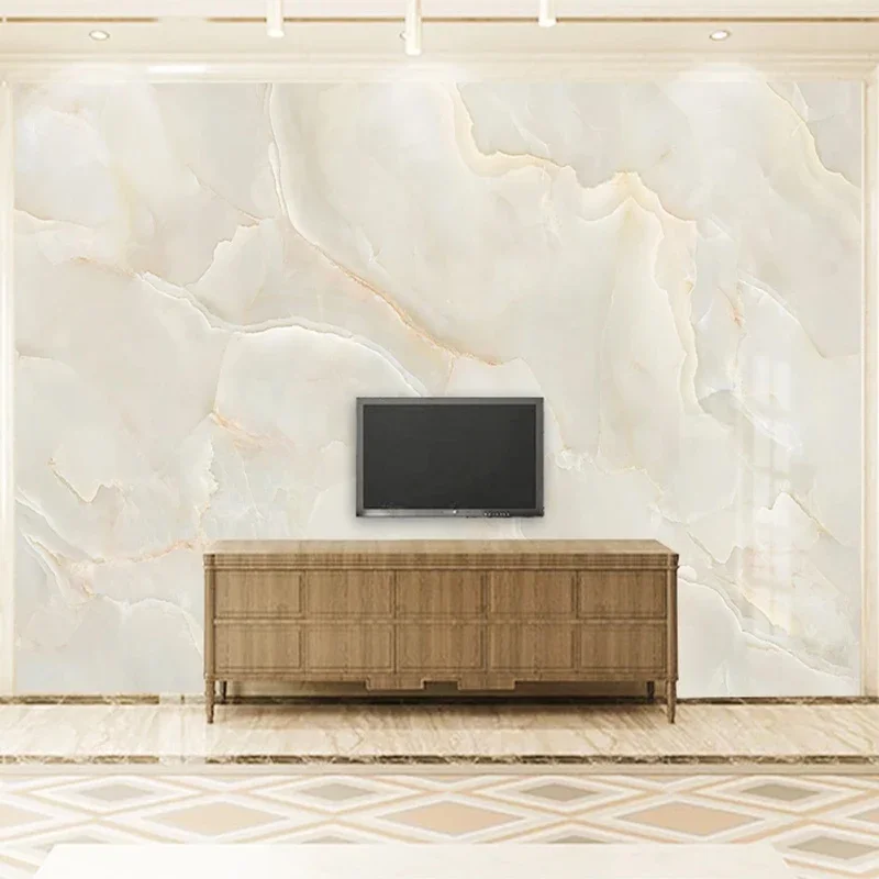 Fototapete, modern, schlicht, beige, Marmor-Hintergrund, Wandgemälde, Wohnzimmer, TV, Sofa, Hotel, Luxus-Dekor, Papel De Parede Sala 3D