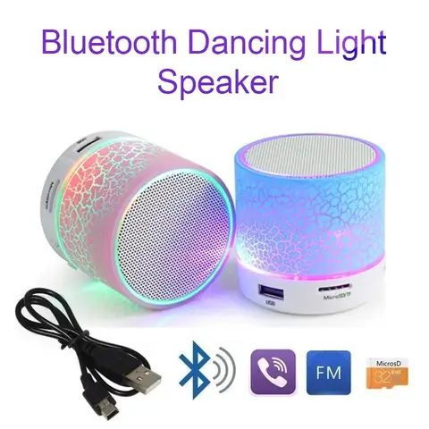 A9 Mini draagbare luidspreker Bluetooth draadloze audio Dazzling Crack LED-verlichting Subwoofer Ondersteuning TF-kaart USB-oplader voor pc/mobiel