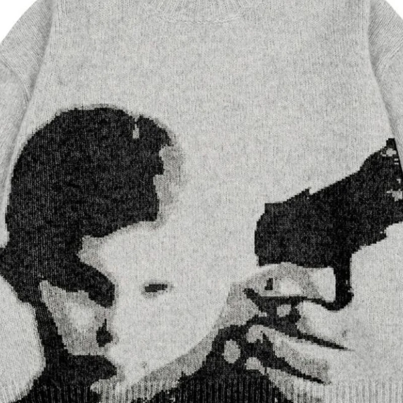 Sweter oversize luźne swetry Y2K estetyczna odzież uliczna sweter unisex sweter damski ins ciepły Anime zimowy top na co dzień