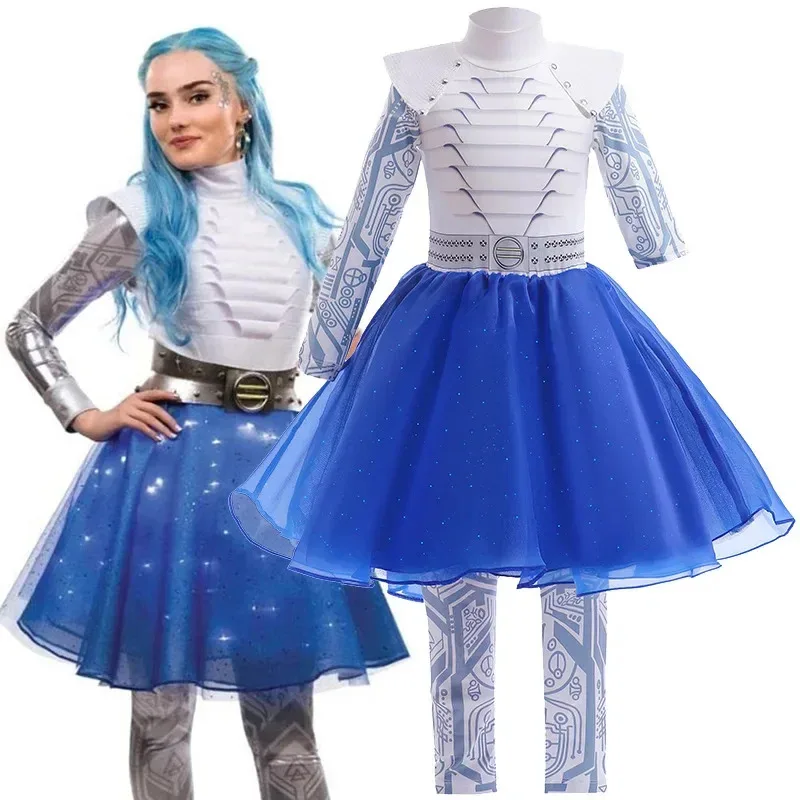 

Zombie 3 Addison Alien Kids Clothing Girls Cheerleading Cosplay Costume Skirts Kids Halloween Birthday Party Costume Dresses