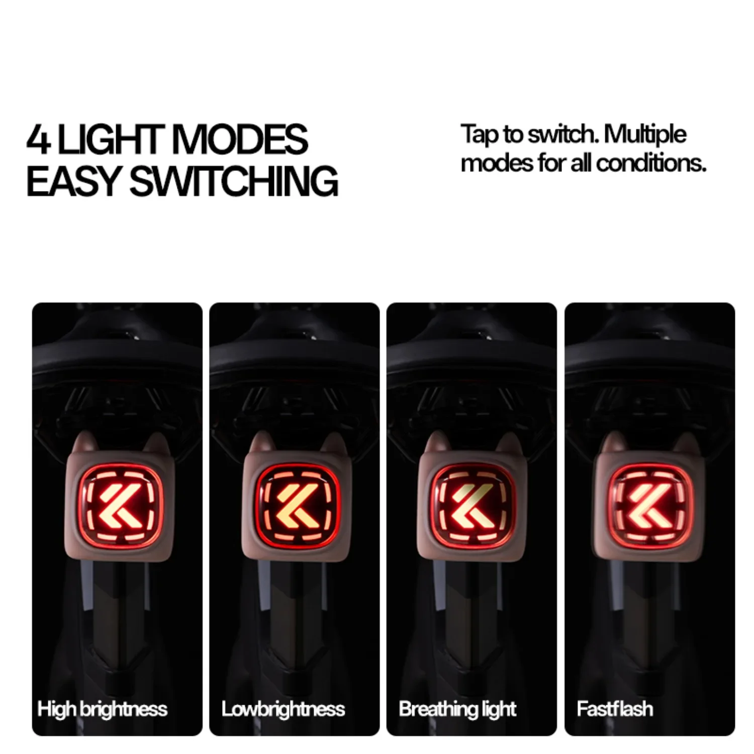 Kapvoe دراجة الضوء الخلفي LED القط تصميم دراجة الذيل ضوء الذكية الفرامل الاستشعار قابلة للشحن الدراجة الخفيفة MTB الطريق ضوء الليل #3