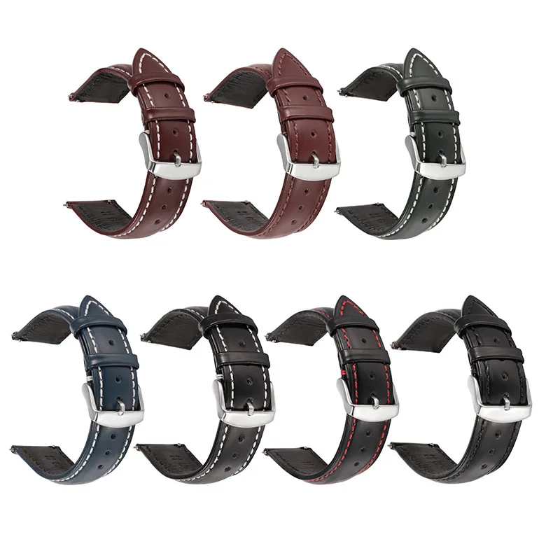 Glossy Leather Watch Band  Strap 18mm 19mm 20mm 21mm 22mm Genuine Cordovan Wristband Bracelet For Women Men