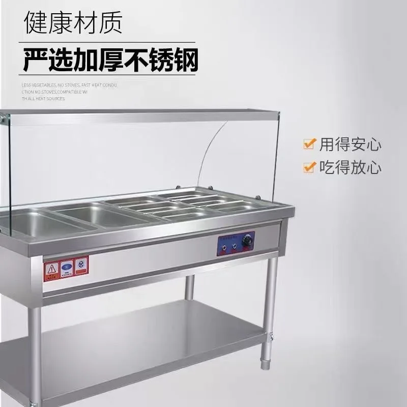 Commercial fully enclosed glass-covered vertical fast food warming station, heating restaurant fast food cart energy-saving insu
