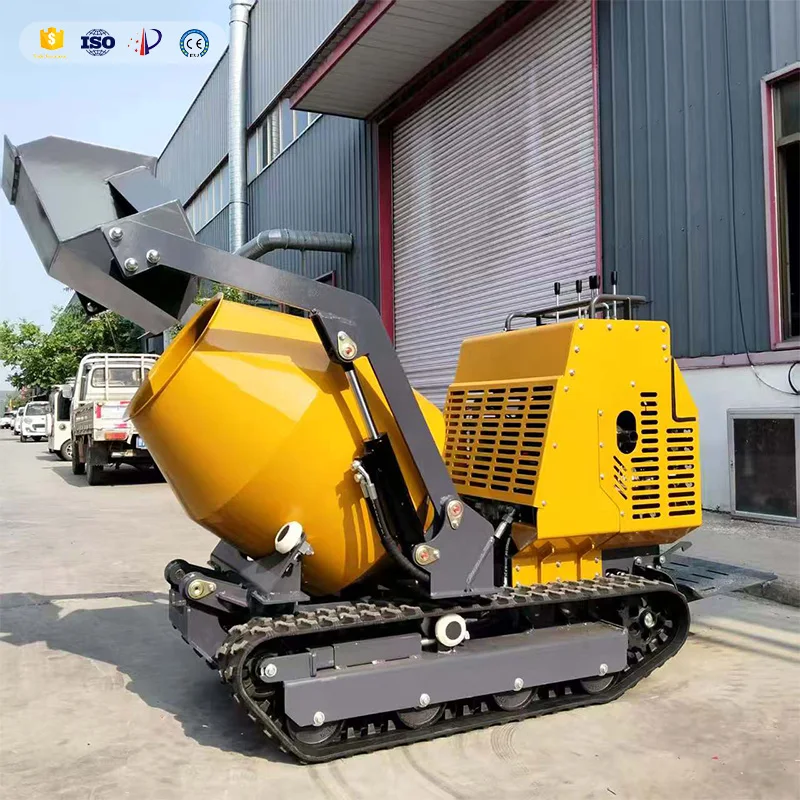 YG Mini Concrete Mixer 300L Portable Automatic Track  Self-loadng Mini Dumper Mobile Cement Mixer