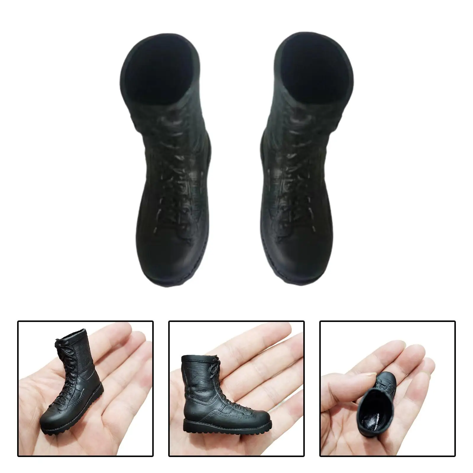 Zapatos de soldado a escala 1:6, botas de combate, calzado de media pantorrilla, botas de invierno negras para 12 pulgadas, accesorio de figura de acción masculina
