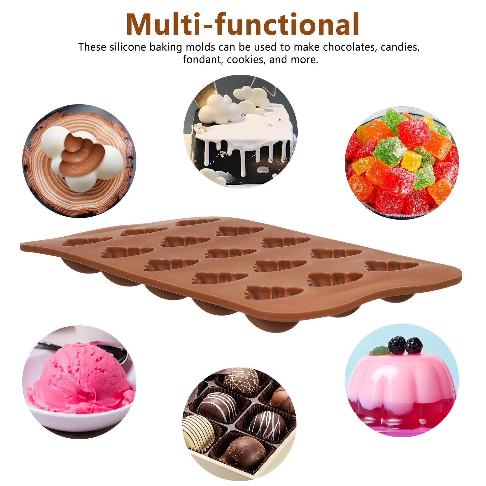

4Pcs Silicone Chocolate Molds for Baking Candies Cookies Gummy Cake Craft DIY Fun Shapes Kids Birthday Party Favors