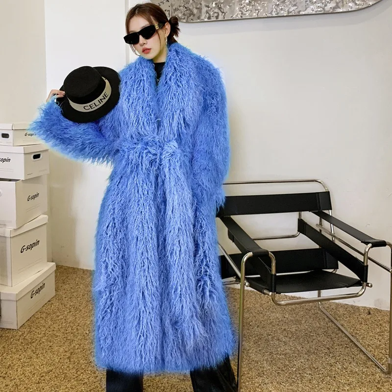 Women's Clothing Fur Coats Wool Coats Extra-long Coat Below-the-knee Trench Coat  Winter Coats Trendy Jacket Comfortable Tops