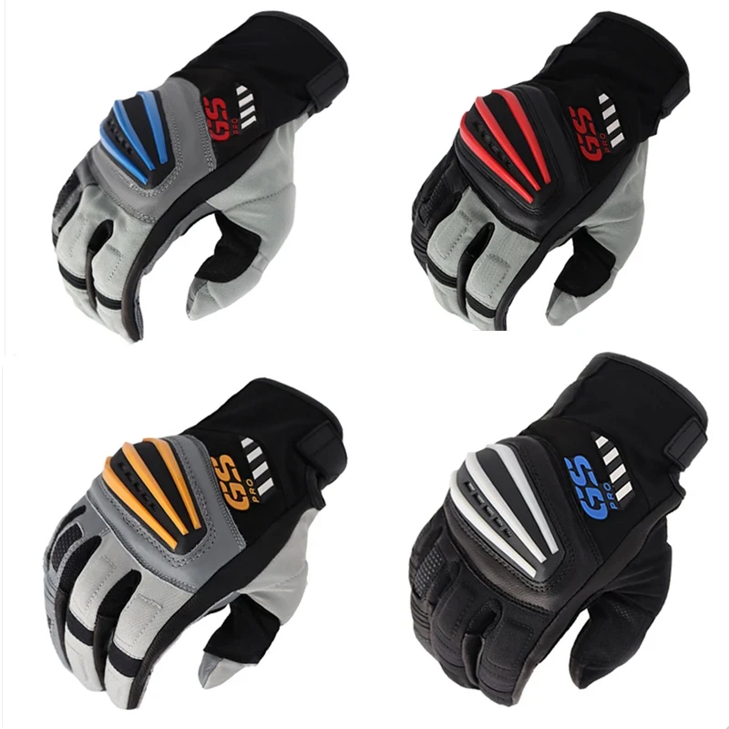 

4 Color Motorcycle Rallye 3 GS Leather Gloves For BMW Motorrad Guantes Motorbike Scooter Black Blue Luvas Unisex Mens