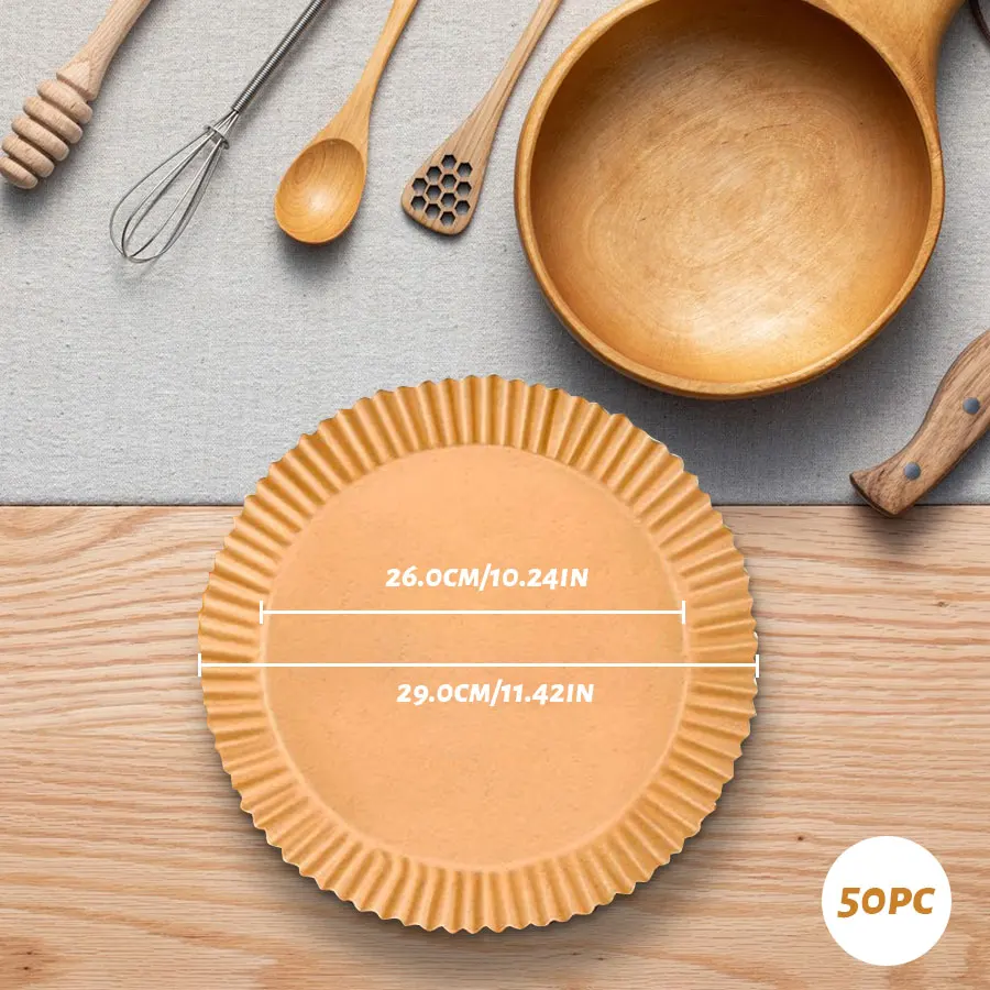 

50Pcs Air Fryer Disposable Paper Non-Stick Airfryer Baking Papers Round Air-Fryer Paper Liners Paper Kitchen Accessories