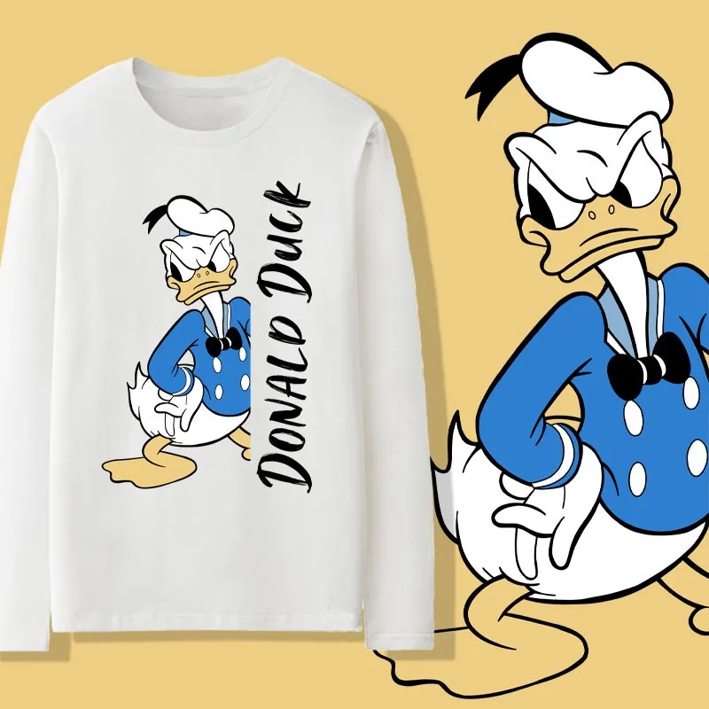 

Donald Duck Daisy Couple Wearing Long Sleeve T-shirt Couple Fashion Ins Cotton Disney Animation Peripheral Autumn Clothes