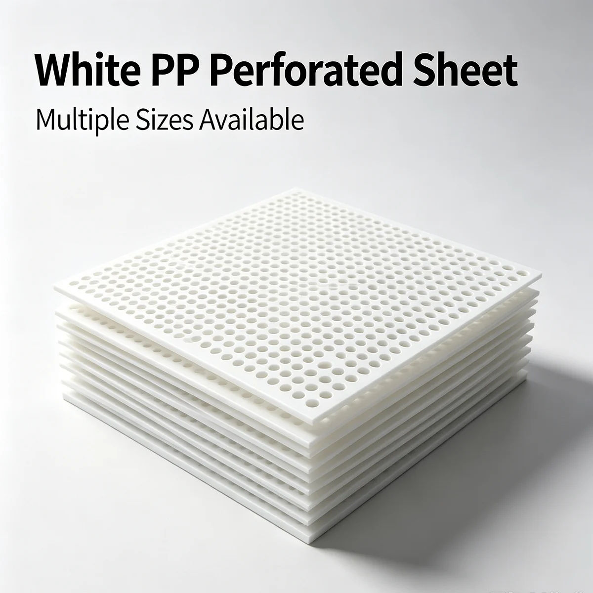 White PP Perforated Sheet, Round Hole Polypropylene Panel, Waterproof, Acid & Alkali Resistant, Custom Cut
