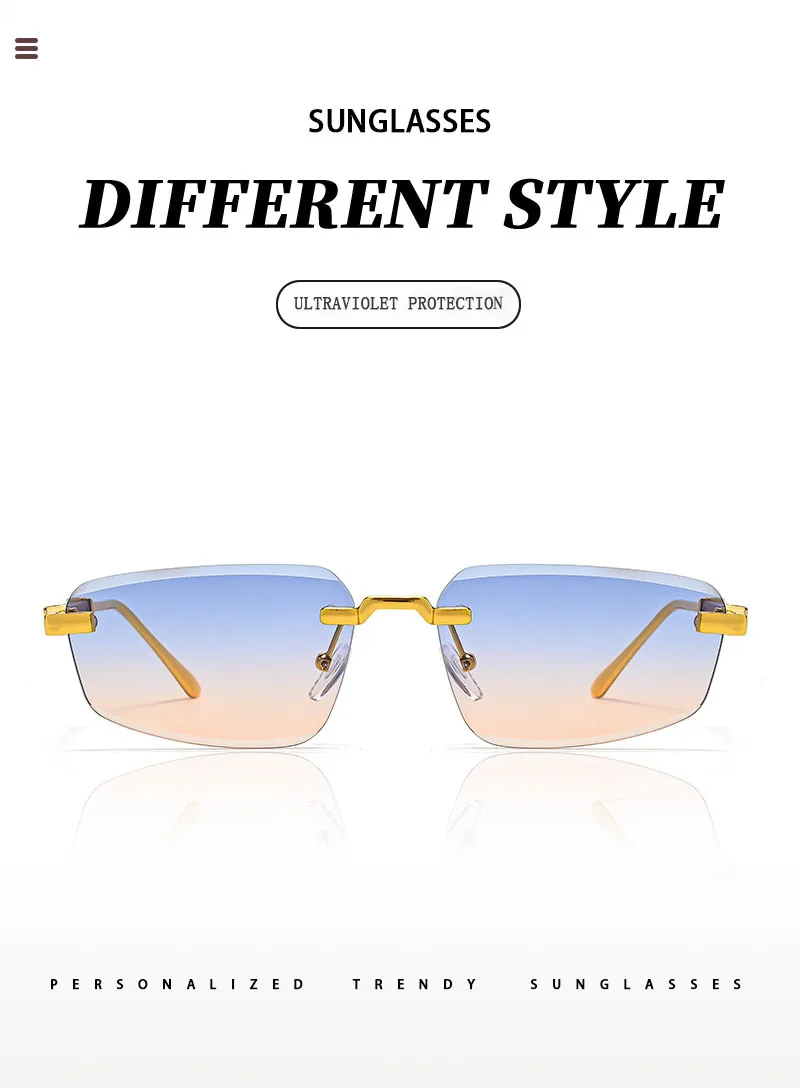 2026 Holz Randlose Sonnenbrille Frauen Trendy Sonnencreme Vintage Sonnenbrille Männer Urlaub Mode Gläser Lentes De Sol Mujer Okulary – Detail 5