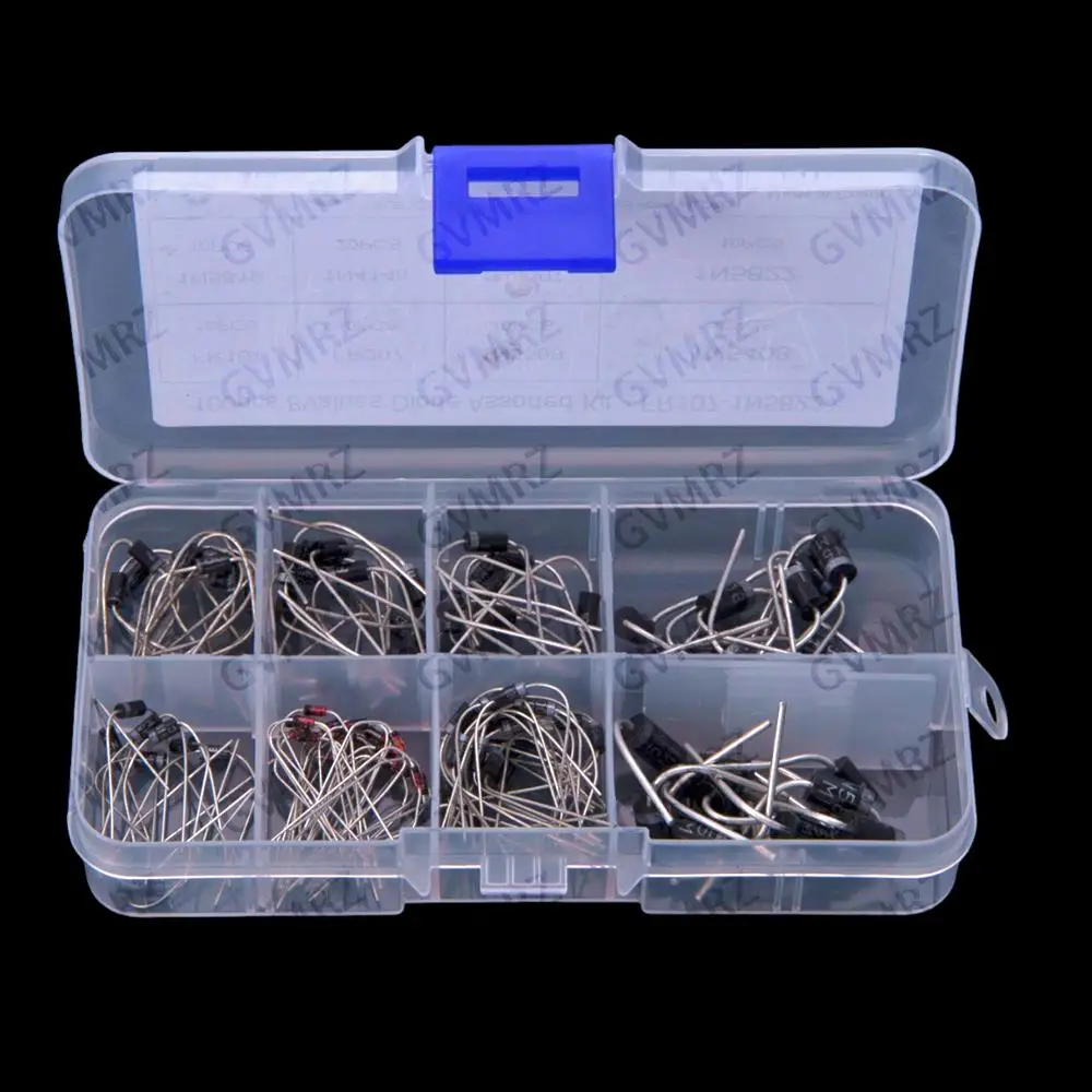 8Values 1N5399 1N5408  100PCS Diode Assorted KIT FR107 FR207 1N5399 1N5408 1N5819 1N4148 1N4007 1N5822 kit HJXRHGAL