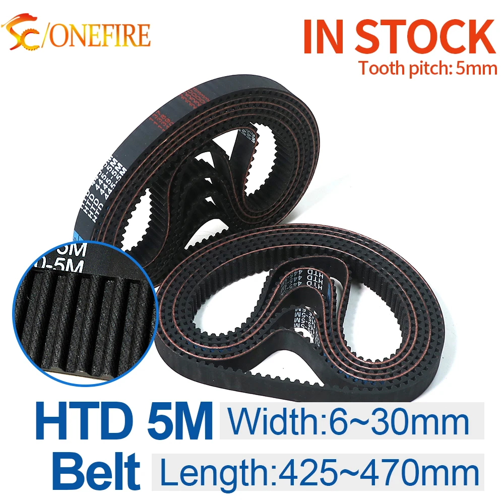 HTD 5M Timing Belt Length 425-5M to 470-5M Width 6~30mm Pitch 5mm Rubber Transmission Synchronous Pulley Belt