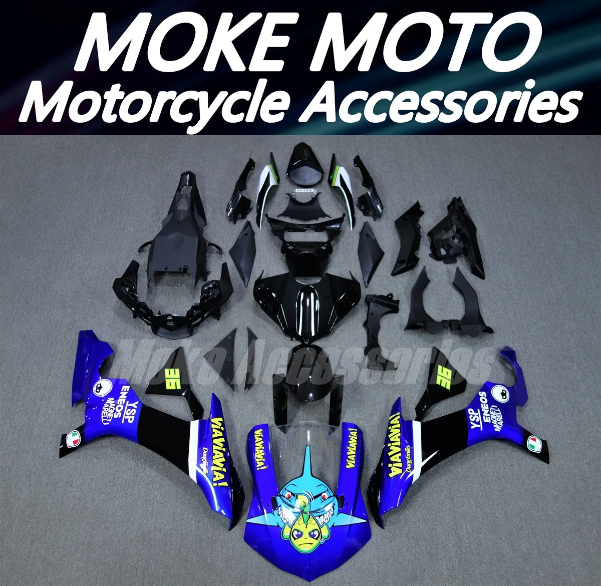 

Комплект обтекателей для мотоцикла, подходит для Yzf R1M R1 2015 2016 2017 2018 2019, кузов высокого качества, Abs инъекция, новая Синяя акула