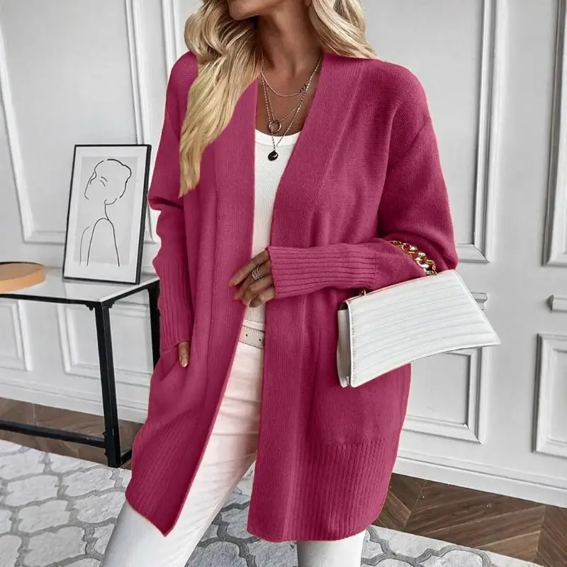 Áo cardigan dệt kim dài màu trơn cho nữ Y3NE