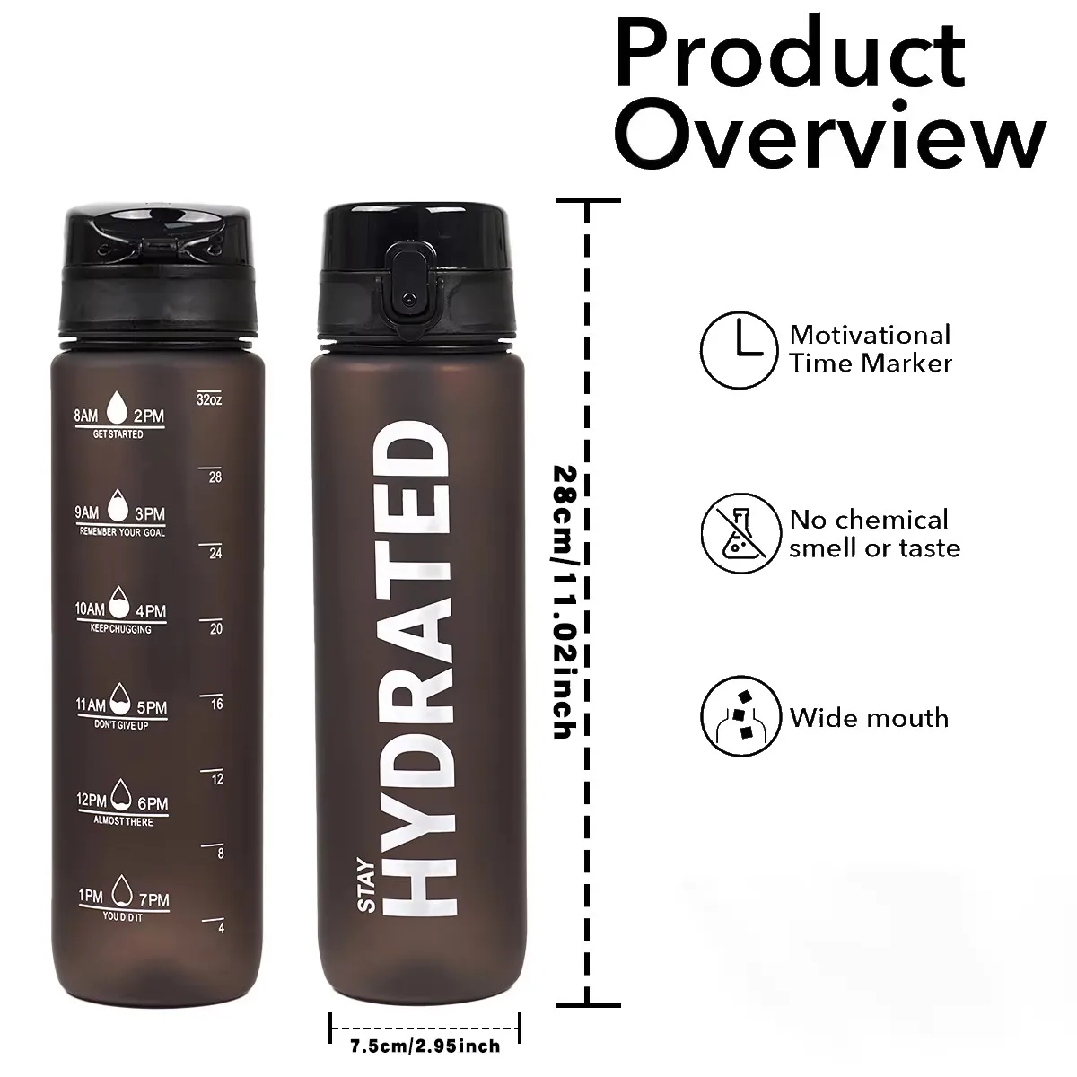 1 Liter Sports Water Bottle Large Capacity Men Women Summer Portable Plastic Bottle for Outdoor Travel Fitness Drinkware