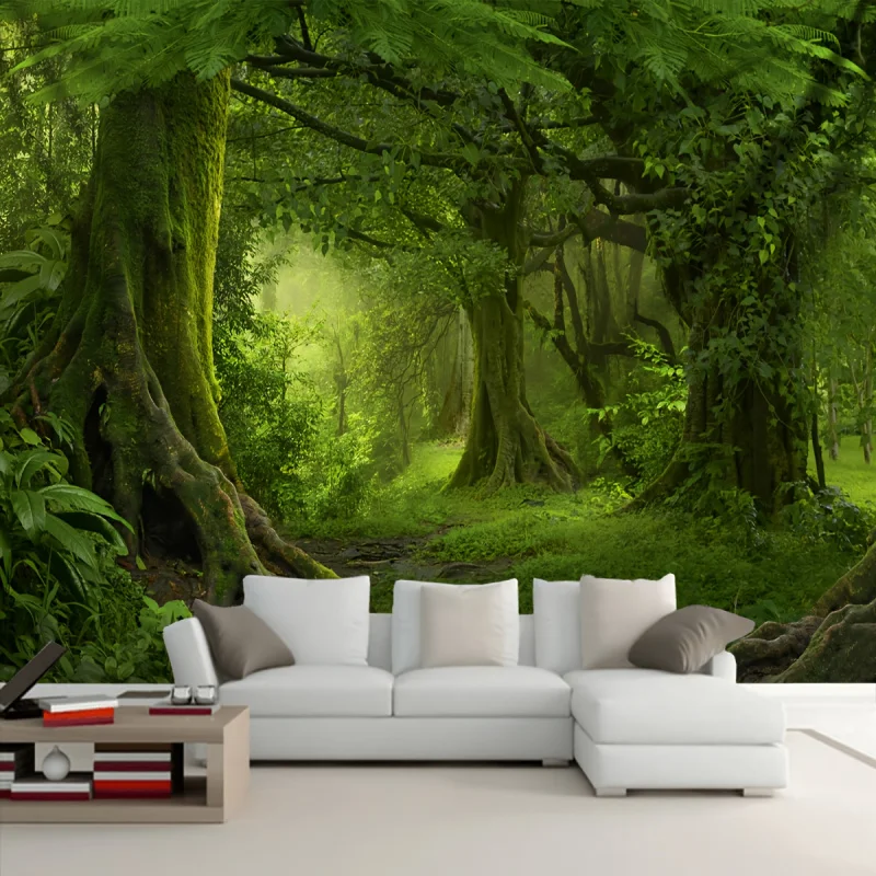 VIKAMA Wandteppich mit Waldmotiv, ideal für Wohnzimmer-Hintergrund, Schlafzimmer-Kopfteil, Naturstudio-Dekoration