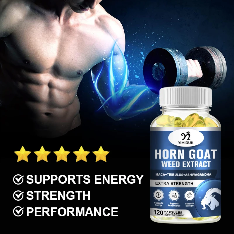 Horn Goat Weed Capsules Supplement to Increase Energy, Stamina, Motivation and Muscle Mass Male Performance