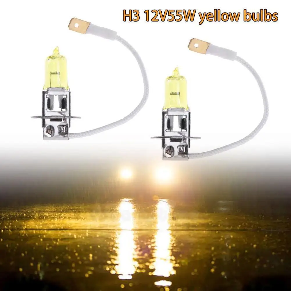 

H3 12V 55W 3000K Yellow Quartz Glass Car Xenon Head Halogen Bulb Lamp Lamp Fog I6G9