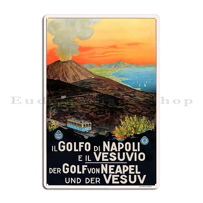 1930 Italy Gulf Of Naples And Mount Vesuvius Poster Metal Plaque Poster Wall Mural Wall Plaque Garage Designing Tin Sign Poster