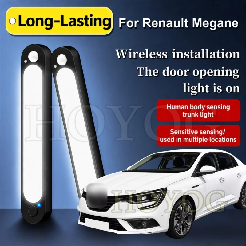 For Renault Megane 2016-2026 Car Boot Light LED Lamp Motion Sensor Magnetic Cordless Trunk Cargo Light Sedan Interior Cabin