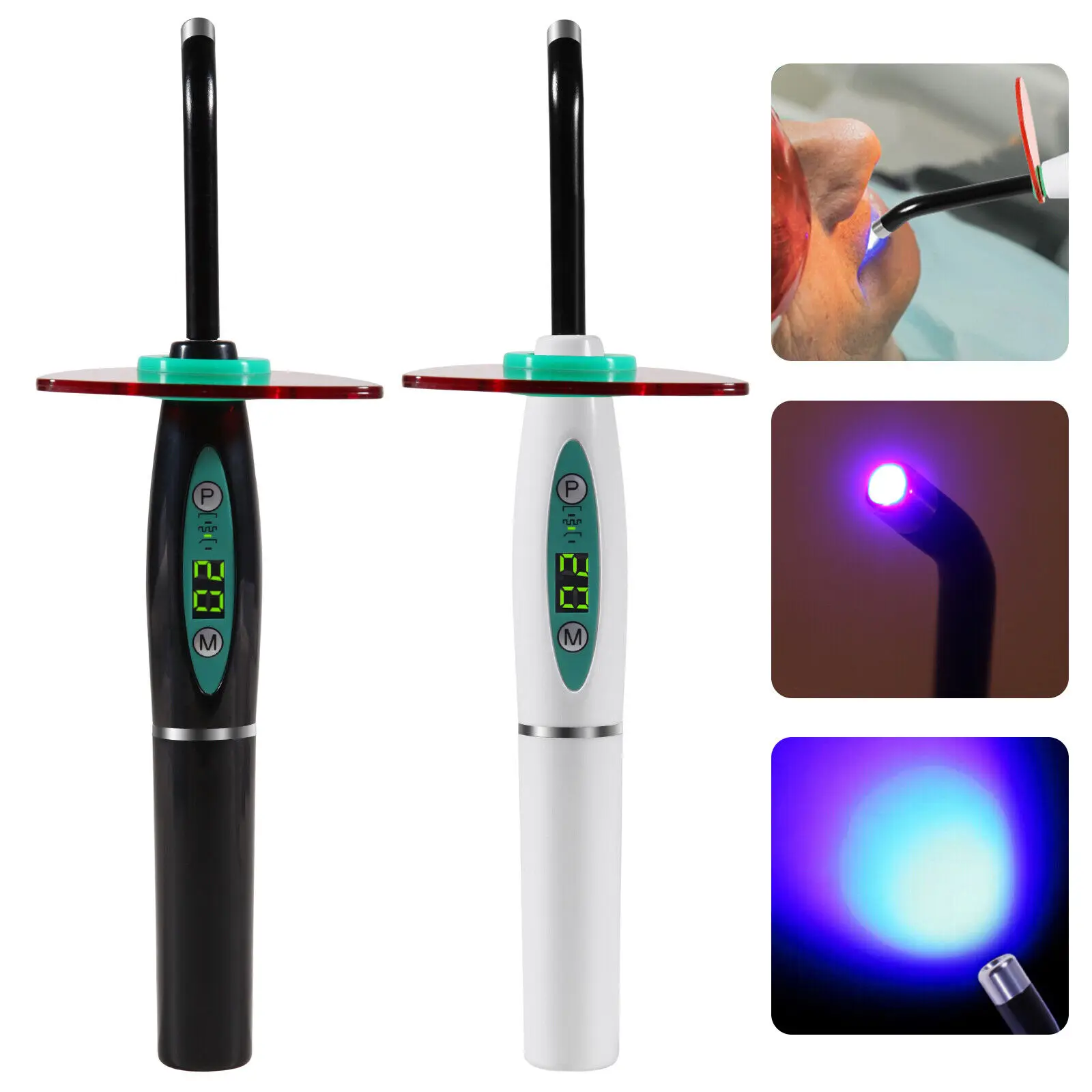 

2Colors Dental Wireless Cordless LED Cure Curing Light Lamp 2000mw 5W Tool Resin Cure White/Black Color