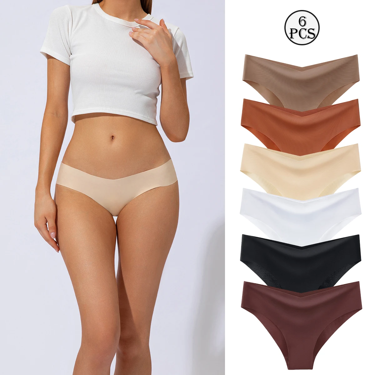 

6PCS/Set Women's Cotton Panties Seamless High Waisted Thongs Comfortable Sexy Female Underpants Panties Briefs Intimates S-XL