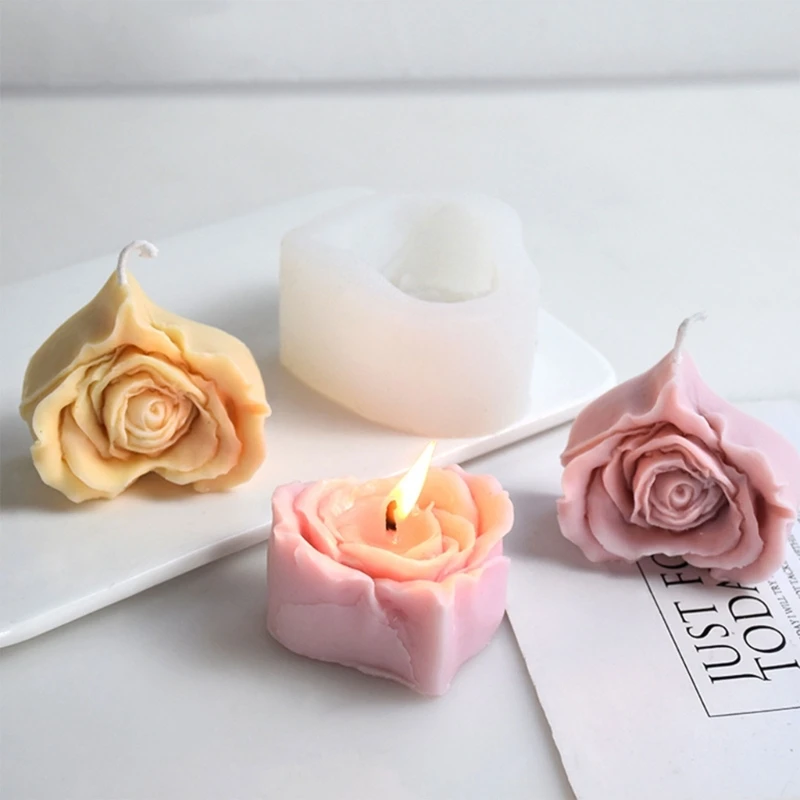 Rose Flower Silicone Candle Mould Handmade Soap Epoxy Casting Mold Flower-Bloom Resin Molds for Christmas Party DropShipping