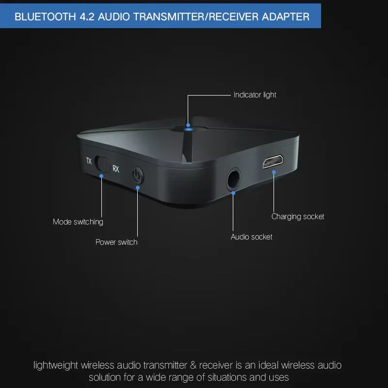 2025 KN319 Bluetooth-передатчик-приемник 2 в 1, беспроводной аудиоадаптер, разъем AUX 3,5 мм, RCA, стерео для домашнего ТВ, MP3, динамик для ПК