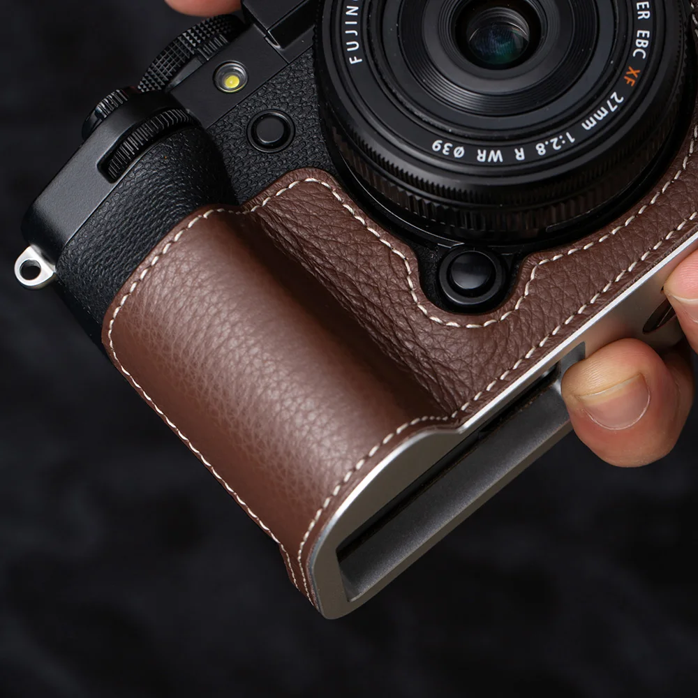 For Fujifilm Fuji X-T5 X T5 XT5 Case With Metal Base Handmade Genuine Leather Protective Case X-T5 Half Case Vintage Leather Bag