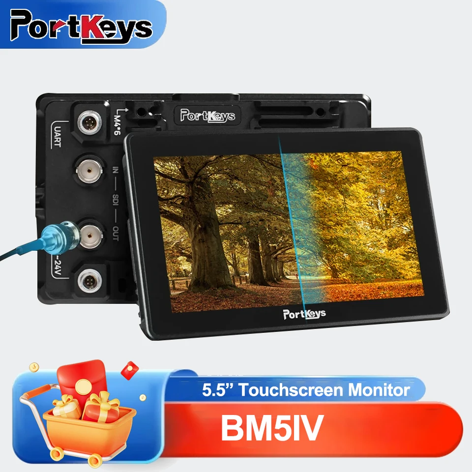 

PORTKEYS BM5IV 5.5-дюймовый монитор с сенсорным экраном HDMI/SDI, яркостью 2000 нит, высокой яркостью и калибровкой цветового охватывающего пространства